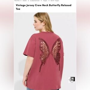 Torrid Size 4-Butterfly Print Crew Neck Tee